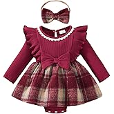 Newborn Baby Girl Fall Winter Outfits Infant Ribbed Romper Dress Ruffle Long Sleeve Clothes Jumpsuit with Bow Headband