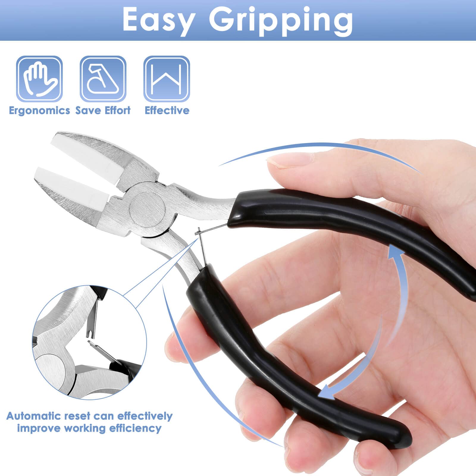 Billbotk Nylon Jaw Pliers for Jewelry Making - Flat Nose, Soft Jaw Pliers for Chain Making