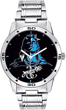 Harmi New Arrive Stainless Steel Chain Strap Printed Mahadev Blue Dial Fast Selling Watch - for Men H-1302