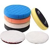 ZFE Buffing Polishing Pads, 7Pc 5.5 Inch Face for 5Inch 125mm Backing Plate Compound Buffing Sponge Pads Cutting Polishing Pad Kit for Car Buffer Polisher Compounding, Polishing and Waxing -PPTYS5SET