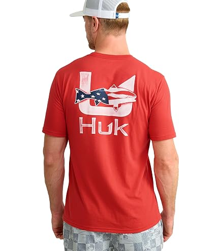 HUK Performance Fishing T-Shirt Uomo - Logo Tee Manica Corta - Asciugatura Rapida E Raffreddante - 60% Cotone 40% Poliestere - 4