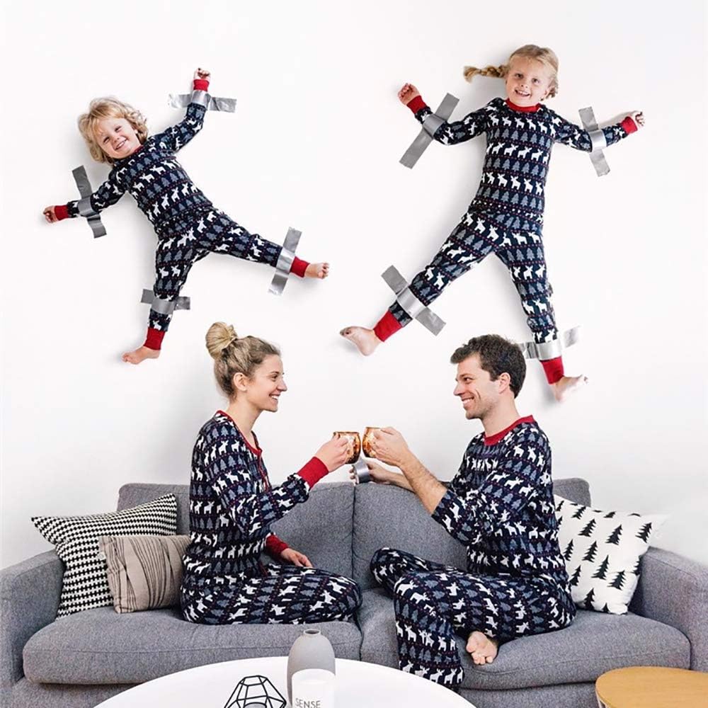 CX ECO Family Pajamas Christmas Pyjamas Set Winter Soft Xmas Reindeer Outfits Long Sleeve T-Shirt Dad Mom Kids Sleepwear Outfits,Baby:3M