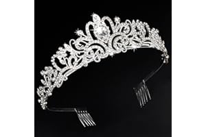 Chanaco Silver Tiara for Women Princess, Girls Bridal Headband for Wedding, Crystal Queen Crown for Birthday Prom Halloween