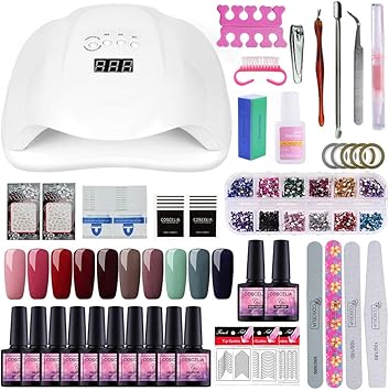 Saint Acior 54w Leduv Nail Lampe Sèche 10pc Vernis Gel Semi Permanent A Ongle Professionnel Base Coat Top Coat Nail Art Strass Brosse Outils