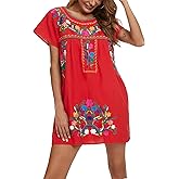 YZXDORWJ Women's Casual Skirt Boho Mexican Peasant Dresse Plus Size XXL Dress (XL, 224SR)