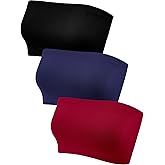 HESTYA Women's Strapless Bralette Bra Seamless Bandeau Soft Stretchy Non-Padded Bandeau Tube Top Sport Bra, 3 Pieces