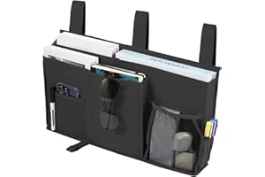 Joyfulife Bedside Caddy Organizer, 8 Pockets Bed Storage Bag, Hanging Bedside Organizer for Bunk, Hospital Beds, College Dorm Rooms, Baby Bed Rails, Camp (Black)