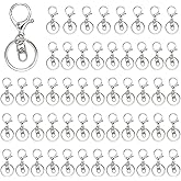 54 Pcs Lobster Claw Clasp Keychain,Swivel Clasps Hook Metal Lobster Clasp with Flat Split Ring for DIY Key Chain Accessories (Silver)