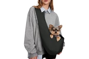 YUDODO Fashion Dog Sling Carrier for Small Dogs Lightweight Crossbody Pet Bag with Safety Strap, Pocket Storage, Machine Washable, Comfortable Travel & Outdoor Sling up to 9 lbs Black