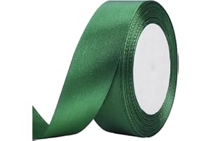 NEWKITA 25 Yard Dark Green Satin Ribbon Roll, 1 Inch Fabric Ribbon for Craft Bows Rose Bouquet, Holiday Gift Wrapping, Party Decoration