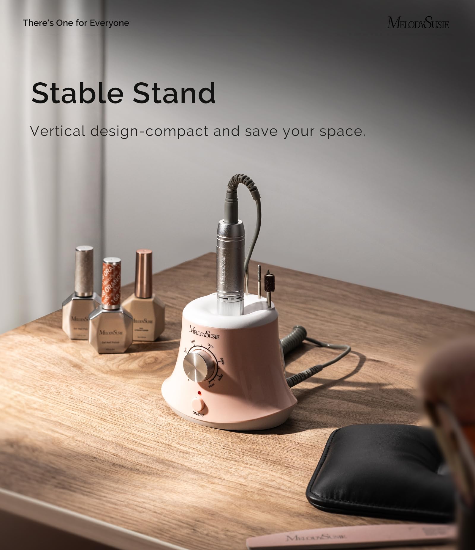 MelodySusie Electric Nail Drill with Foot Pedal, 30000RPM Professional Nail File Bits & Sanding Bands Kit for Acrylic & Gel Nails, Efile Nail Drill Set for Manicure Pedicure Polishing, Scarlet Pink - Image 2