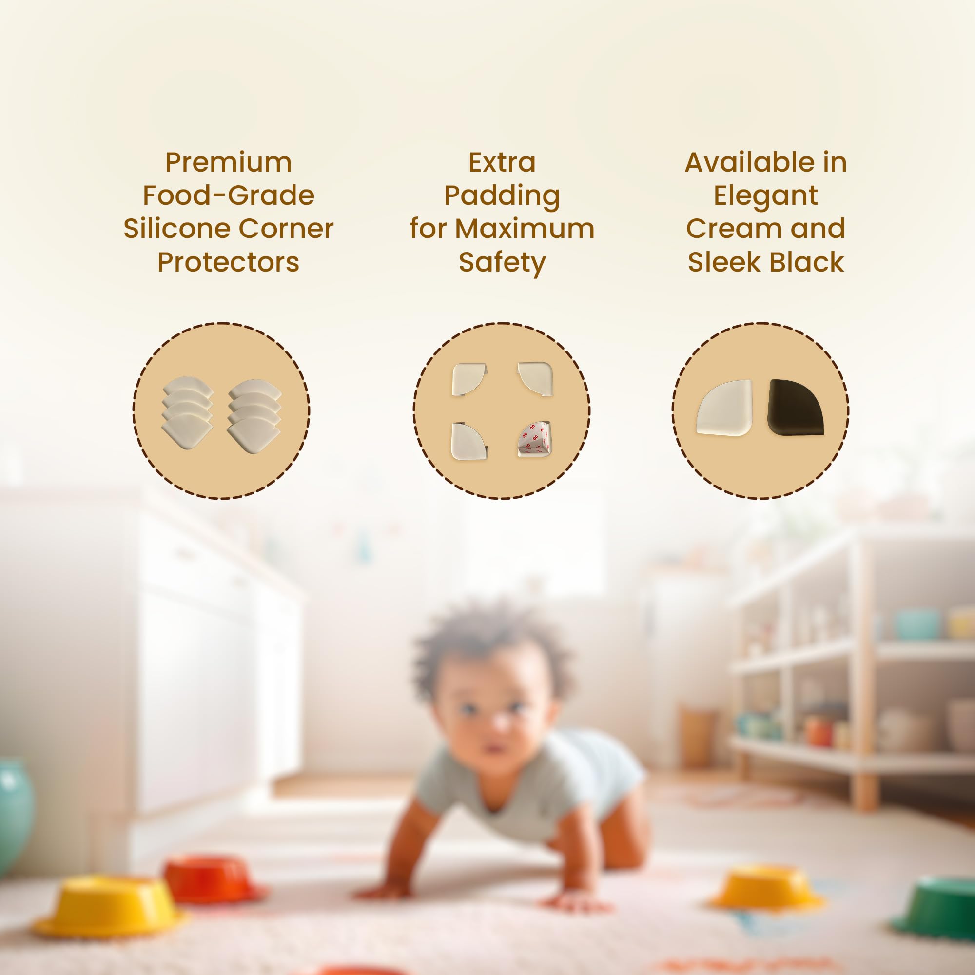 Baby Proofing Corner Protectors (8 Pack) | Extra-Large 2.5