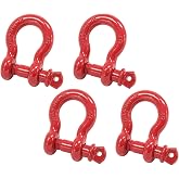 Mytee Products 3/4" Anchor Shackle Forged Carbon Steel w/Alloy Screw Pin WLL # 4.75 Tons (9,500 lbs) | Double Rust Protection Heavy Duty D Ring Shackle for Towing, Rigging &amp; Vehicle Recovery (4 Pack)