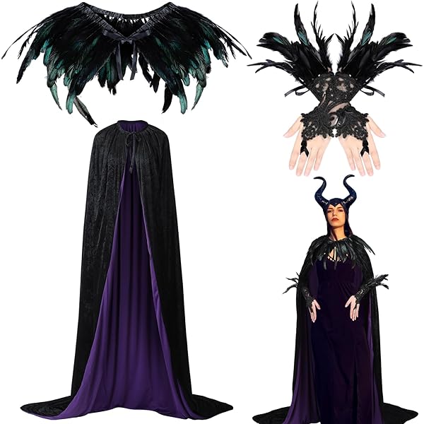 Diadema Disfraz Mujer Disfraz De Reina Malvada - Capa Negra + Cuernos
