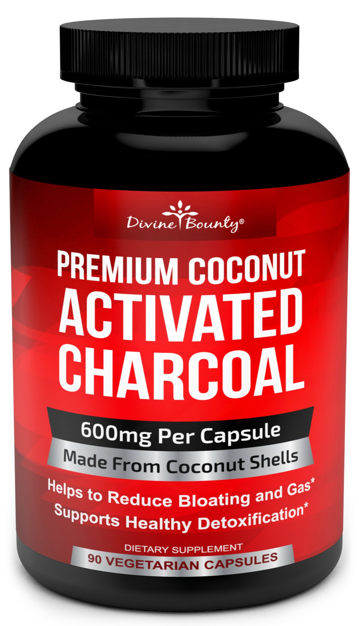 Pure Organic Activated Charcoal Capsules 600mg per