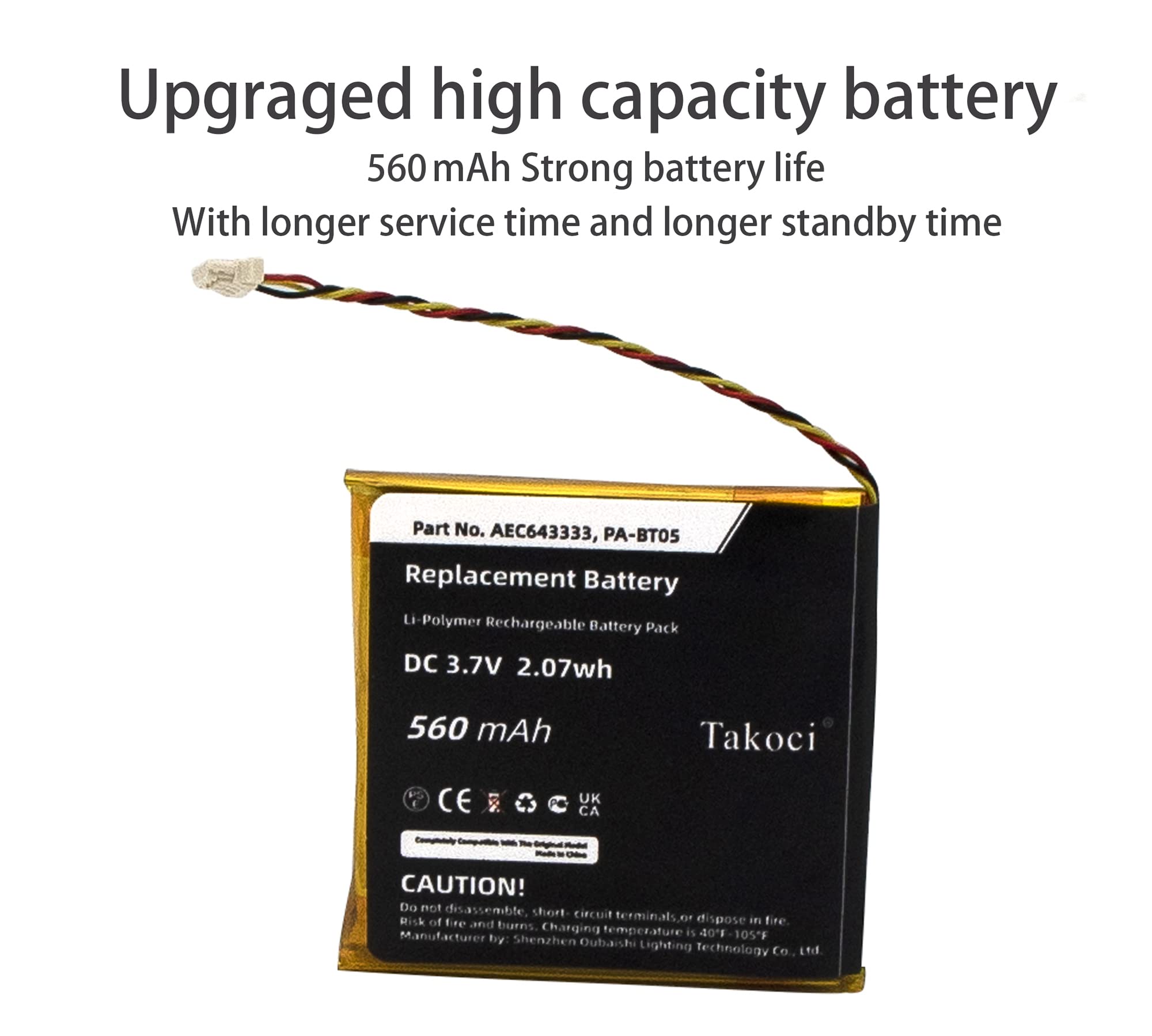 Gikysuiz Replacement Battery for Beats Studio 2.0/Studio 3.0 Series Wireless Headset,fits Part Number AEC643333 PA-BT05 3.7V/560mAh