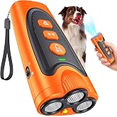 Dog Bark Deterrent Device, 3X Ultrasonic Anti Barking Device for Dogs, 6 Training Modes &amp; 23 FT Range Stop Neighbors Dog Barks, Portable Dog Training Tool with Flashlight Indoor Outdoor Use, Orange