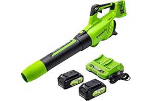 Greenworks 48V (24V x 2) Brushless Cordless Leaf Blower (140 MPH / 585 CFM) / Turbo Mode Electric Axial Blower for Yard Debri