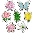 LUBTOSMN Flower and Leaf Cookie Cutter Set-7 Piece-Daisy, Lily, Rose, Tulip, Oak Leaf and Butterfly Fondant Biscui Cutters