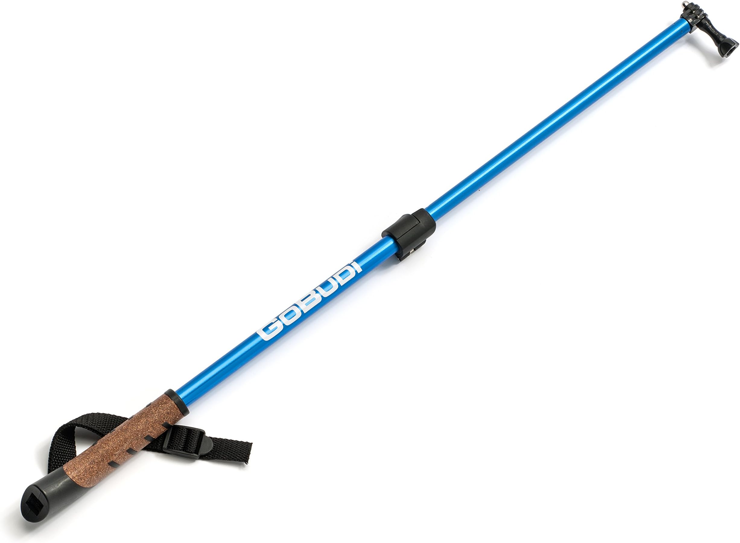 GoBUDiGoPro-Compatible Selfie Stick/Mount Pole with Wrist Strap for Hero 2, 3, 4 | Extendible, Sturdy, Lightweight & Waterproof | Works with GoPro Remote | Blue