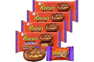 KATIE’S KANDY KORNER Peanut Butter Pumpkin, PumpkinsReeses Peanut Butter Cups Bulk, 16 Delicious Halloween Chocolate Candy for All Ages, Perfect Halloween Themed Candy Chocolate Treats and for Parties (16 Cups)