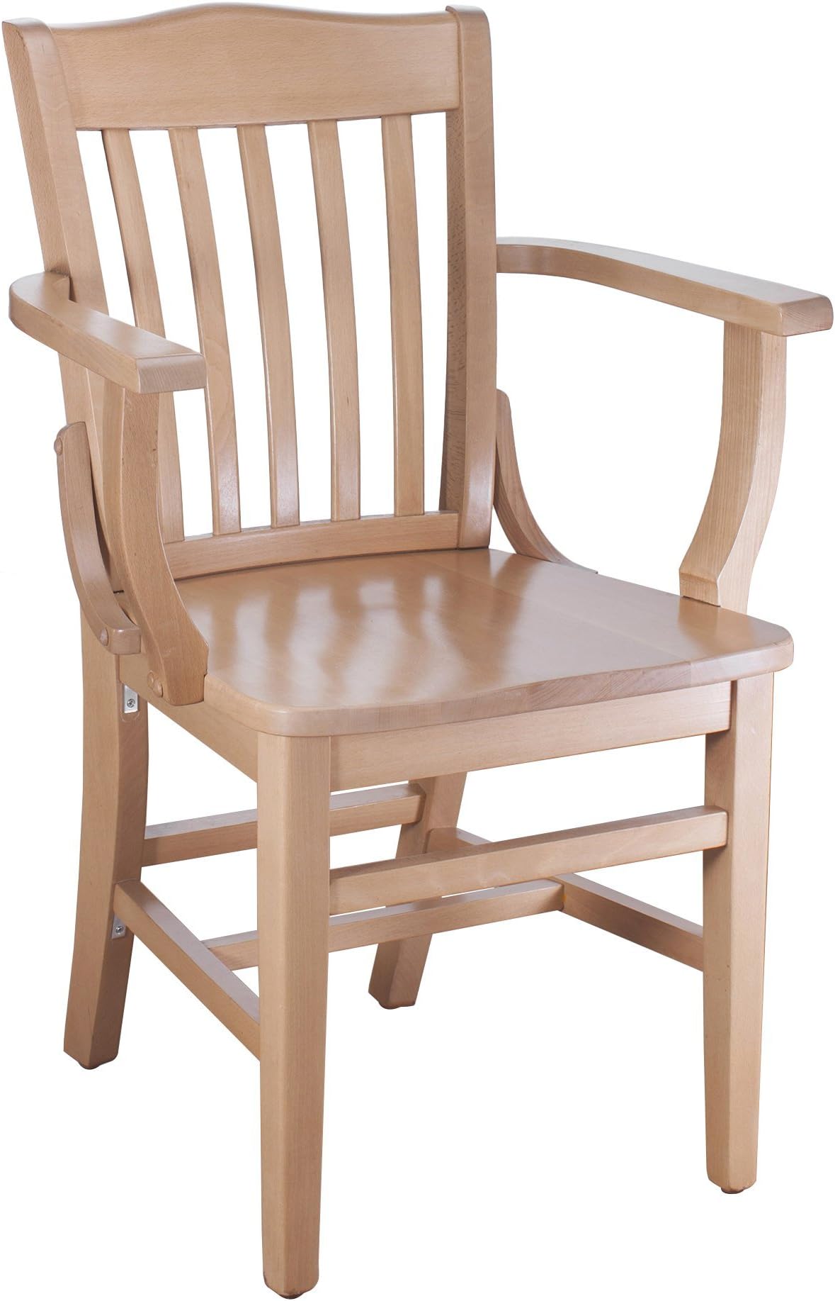 Beechwood Mountain BSD-2A-N Solid Beech Wood Arm Chair in Natural for Kitchen & Dining, NA