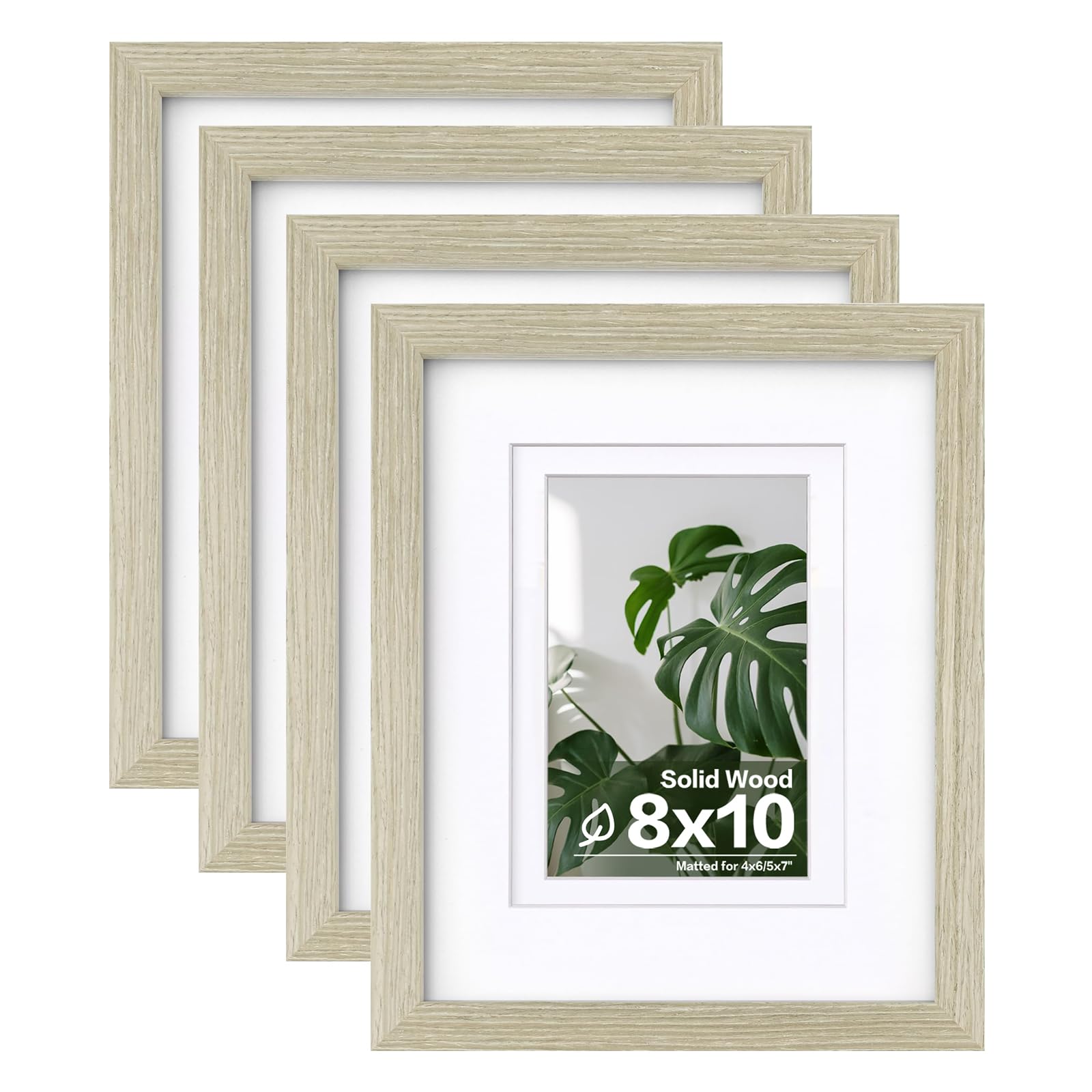 Photo 1 of Egofine 8x10 Picture Frames Set of 4, Made of Solid Wood Covered by Plexiglass 4x6 and 5x7 with Mat or 8x10 without Mat, for Table Top Display and Wall Mounting Photo Frame Distressed Wood Grain