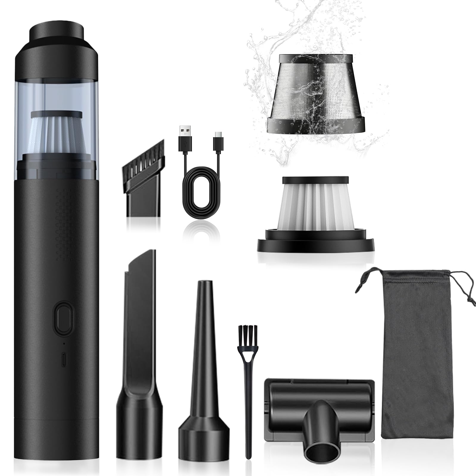 Photo 1 of Enkarsen Mini Vacuum Portable Cordless Handheld Vacuum Cleaner, 4-in-1 Small Vacuum with 2 Suction Modes and 16kPa for Desk, Computer, Keyboard & Car, Desktop Vacuum with Blowing & Inflating 2 Modes