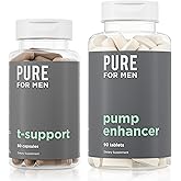 Pure for Men Peak Performance Pack | Support Strength, Energy, Endurance & Physical Activity | Stimulate Workouts with Ashwagandha & L-Arginine | 60 Capsules & Pump Enhancer, 90 Tablets