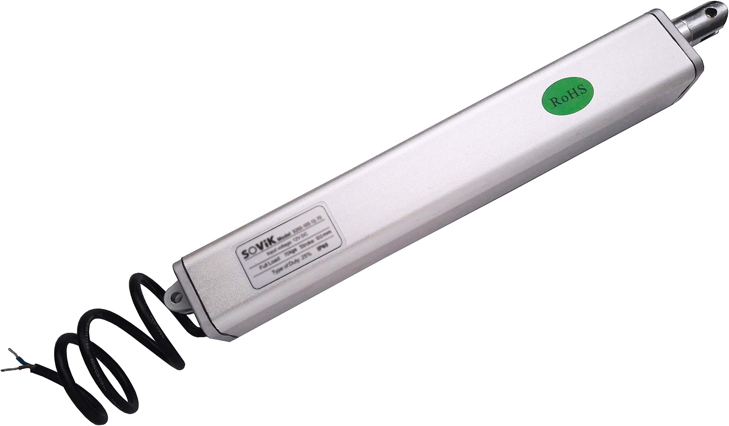 SOViK 12V DC 2 inch Stroke Linear Actuator Electric Cylinder with Mounting Brackets Max Force 150 pounds Speed 3/5" per sec Square Tube 7/4"(W) x7/4"(H) (Slotted Shaft End)