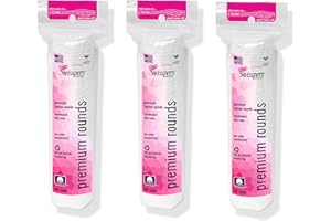 Swisspers Premium Cotton Rounds - 100% Chlorine Free Cotton Face Pads for Makeup, Nail Polish Removal - Dermatologist Tested and Hypoallergenic, Made in USA - 100 Pads (Pack of 3)