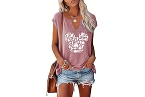 VKEGNIO Magical Tank Tops for Women Cute Graphic Printed V-Neck Tee Casual Summer Family Vacation Sleeveless Shirt Tops