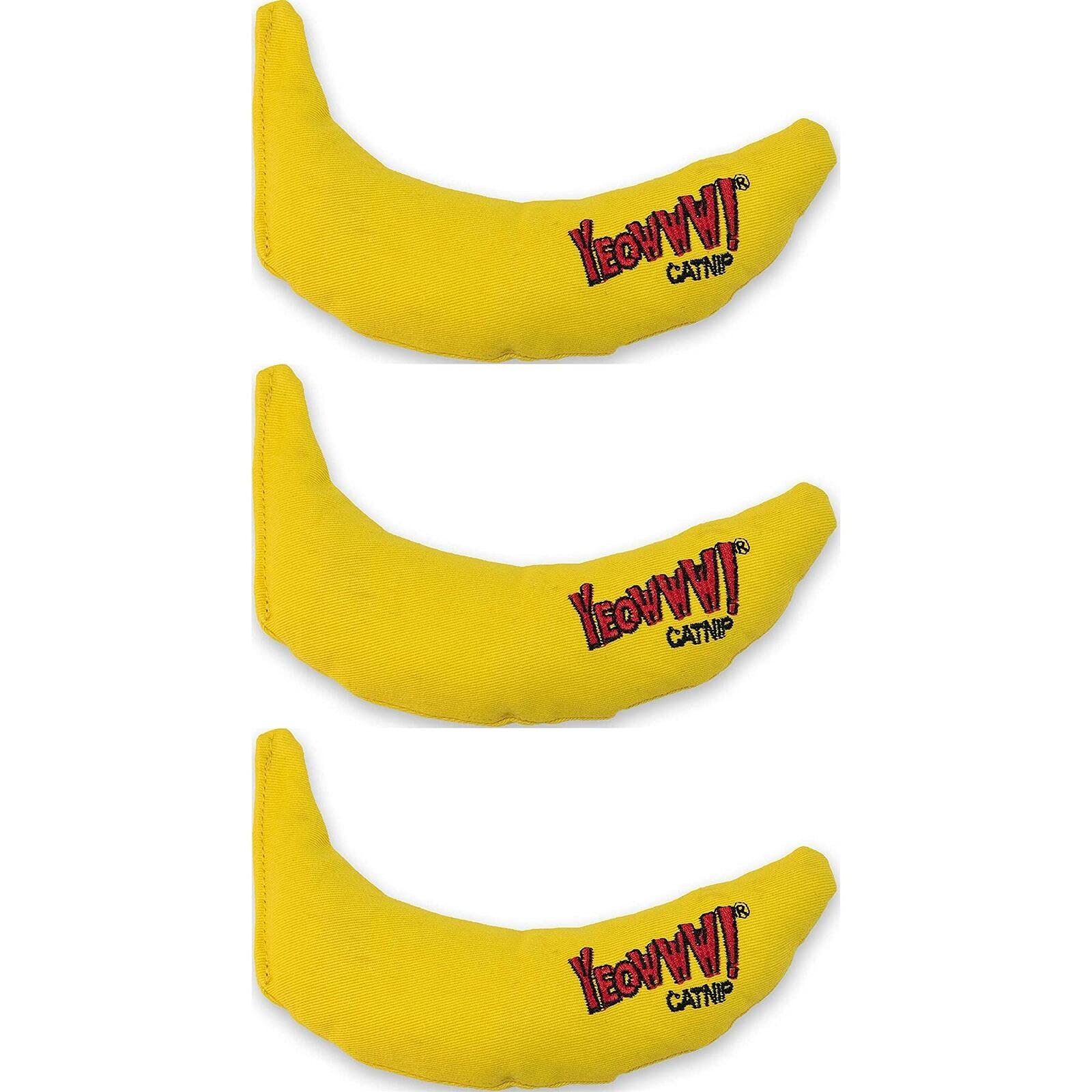 Yeowww! Catnip Banana 3 PACK | Pure Leaf & Flowertop Blend | Cat and Kitten Toy