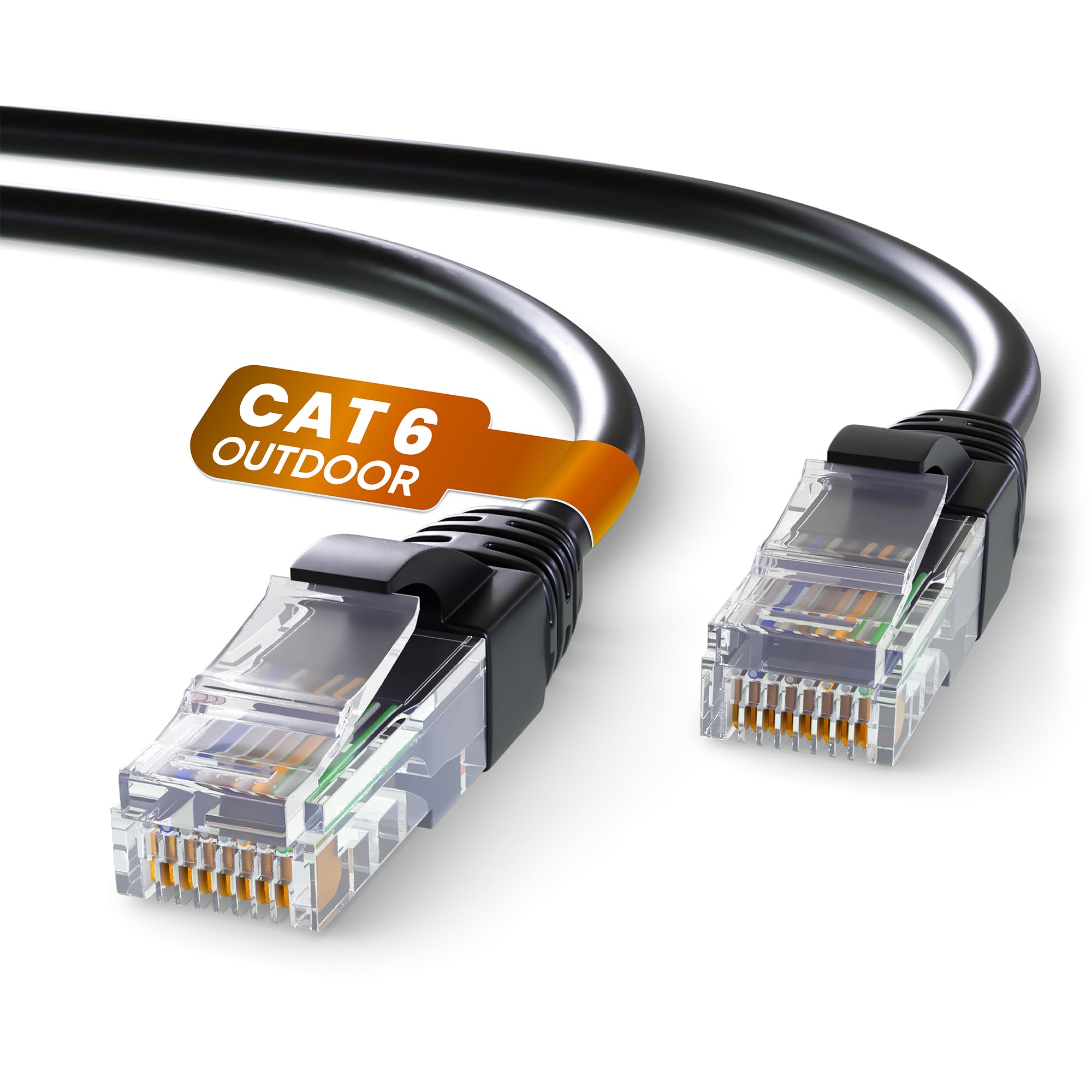 Mr. Tronic Outdoor Waterproof Cat 6 Ethernet Cable 10m, High Speed LAN Ethernet Network Cable with RJ45 Connectors Cat6 Internet, ADSL AWG24 Patch, UTP CCA (10 Meter, Black)