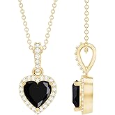 Rosec Jewels Certified 1 Carat Lab Grown Black Diamond Heart Necklace With Silver Chain, Aaaa Quality, Black White Diamond Necklace