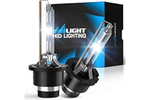 Nilight D2S HID Bulbs, 6000K Diamond White Xenon Replacement D2S HID Headlight Bulb,350% Lighting Distance Super Bright High for 12V Cars, IP67 Design with Metal Stents Base, 2 Years Warranty