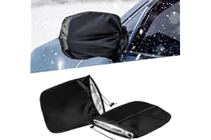 ICYKALE Car Windshield Cover for Ice Rearview Mirror Snow Covers, Side Mirror Waterproof Winter Snow Foldable Protection Cover, Side Mirror with Drawstring Installation Dust Cover, Universal for Cars (Black)