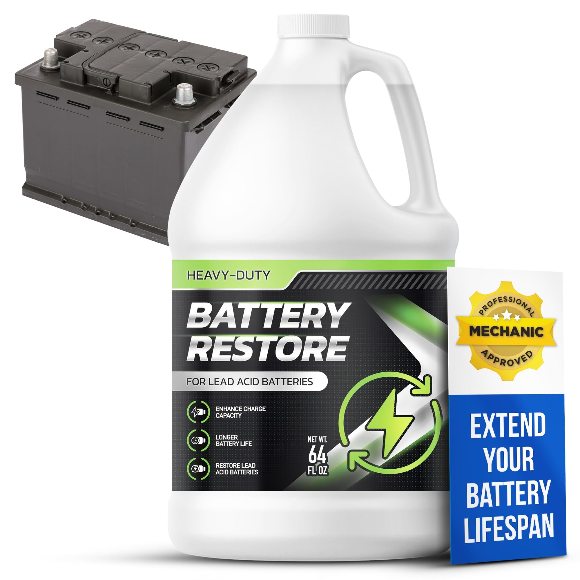 Photo 1 of Battery Restorer and Desulfator for Lead Acid Battery - Prolong Battery Life & Boost Charge Capacity, Battery Additive for Golf Cart, RVs, Bikes, ATVs, Car Battery and More - Battery Acid Refill