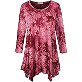 LARACE Plus Size Tops for Women 3/4 Sleeve Shirts Tunic Tops Loose Fit Basic Lady Clothes