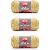 Red Heart with Love Acrylic Yarn for Crocheting, Cornsilk, 3-Pack | #4 Medium Worsted Weight 100% Acrylic Yarn for Crocheting and Knitting, Blankets, Hats, and Scarves, 370 yards, 198g/7oz