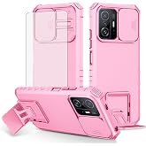 Asuwish Phone Case for Xiaomi Mi 11T/Mi11T Pro 5G with Tempered Glass Screen Protector and Slide Camera Cover Kickstand Stand Shockproof Soft Mobile Cell Accessories Mi11TPro T11 G5 Women Men Pink