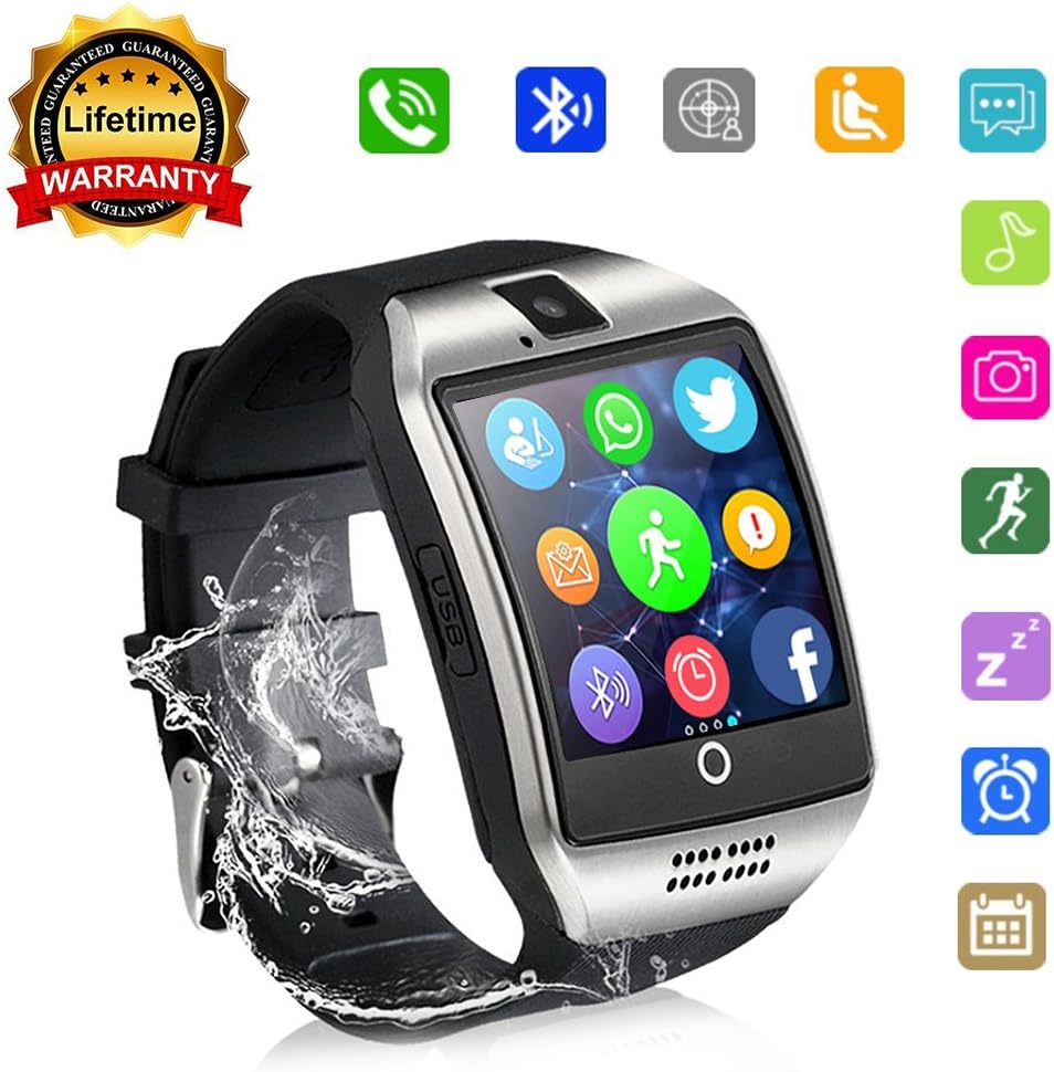 Bluetooth Smart Watch - Aeifond Touch Screen Sport Smart Wrist Watch Smartwatch Phone Fitness Tracker with Camera Pedometer SIM TF Card Slot for iPhone iOS Samsung Android for Men Women Kids (S-Q8)