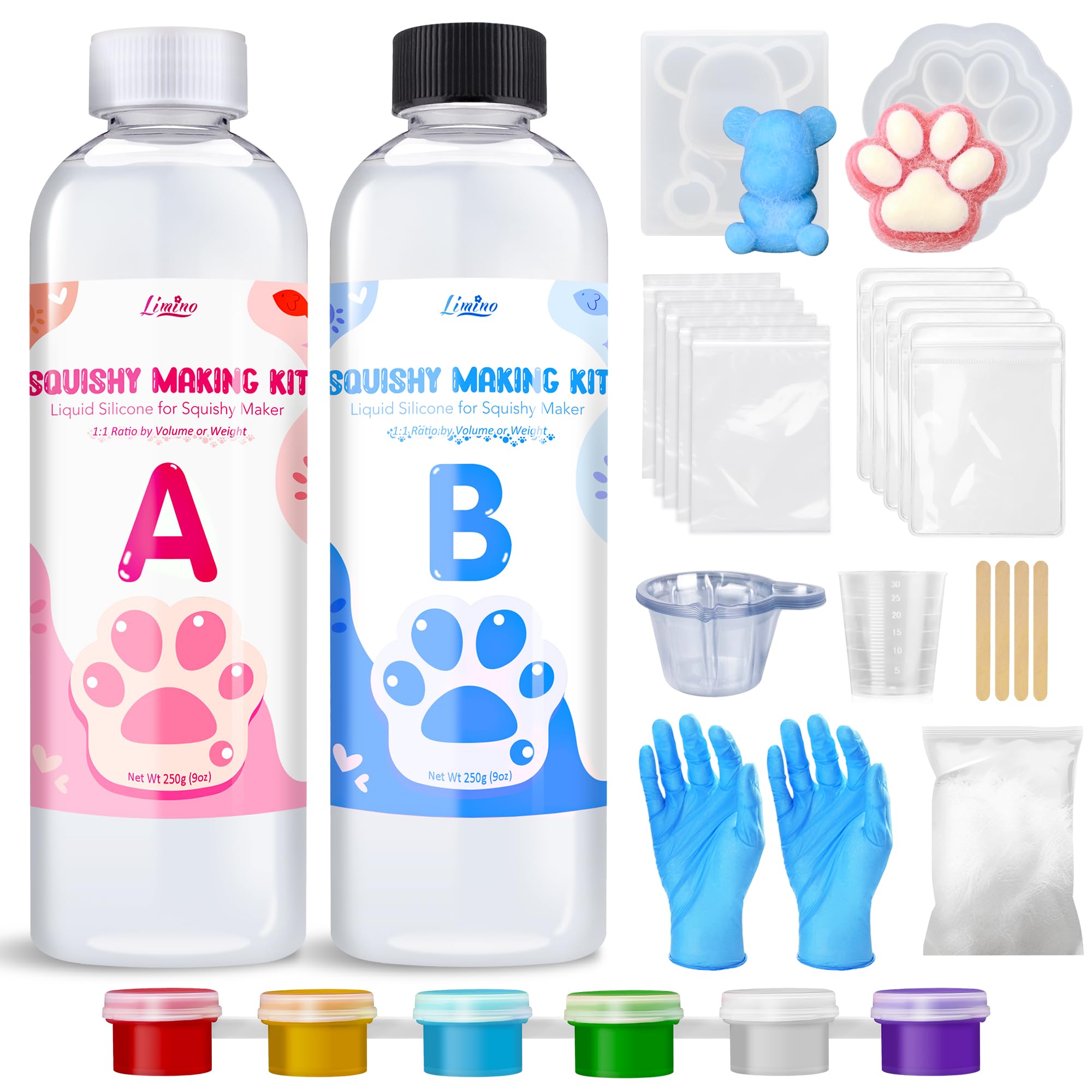 Liquid Silicone for Taba Squishy Kit - 500g 1:1 AB Ratio Mixed Super Soft Silicone Rubber for Squishy Maker, Perfect DIY Stress Relief Gift Making Kit for Taba Squishy, Taba Bear, Flocking Cat's Paw — image 1
