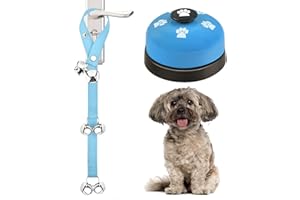 JIMEJV 2 Pack Dog Doorbells, Pet Training Bells for Go Outside Potty Training and Communication Device Large Loud Dog Bell Cat Puppy Interactive Toys Adjustable Strap Door Bell (Light Blue)