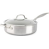 GreenPan Venice Pro Stainless Steel Healthy Ceramic Nonstick, 5 Quart, Light Gray,CC002257-001