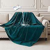 LOOBANI Waterproof Throw Blanket for Couch: Reversible Leakproof Couch Blanket 40" x 60", Soft Coral Fleece Bed Blanket Stain-Proof for Sofa Cover, Pet Accidents, Travel, Green