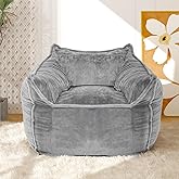 KOZIDO Giant Bean Bag Chair, Big Comfy Sofa for Teens Adults, Lazy Sofa Bean Bag with Armrests for Bedroom Living Room, Bean Bag Lazy Chair for Gaming, Reading - Grey