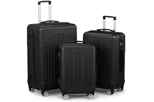 Karl home Luggage Sets 3 Piece, ABS Hardside Suitcase Set with Double Spinner Wheels & TSA Lock for Travel Business, 3-Piece Set (20/24/28), Black