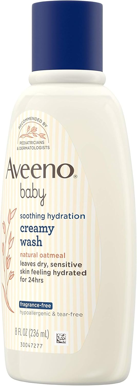 Aveeno Baby Soothing Relief Creamy Wash with Natural Colloidal Oatmeal for Dry & Sensitive Skin, Hypoallergenic & Tear-Free Formula, 8 fl. oz: Health & Personal Care