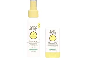 Sun Bum Baby Bum SPF 50 Sunscreen Spray & Face Stick | Mineral Uva/Uvb Face & Body Protection for Sensitive Skin | Fragrance Free | Travel Size